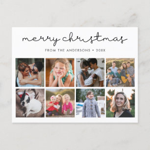 Eenvoudig kerstminimalistisch script 8 Foto Feestdagenkaart