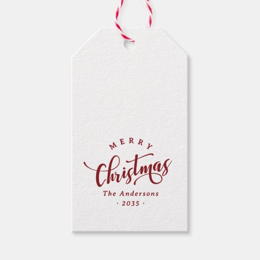 Eenvoudig Kerstmis Calligraphy Schrift Cadeaulabel (Voorkant)