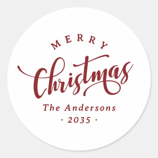 Eenvoudig Kerstmis Calligraphy Schrift Ronde Sticker (Voorkant)