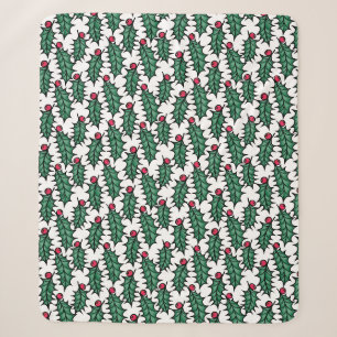 Eenvoudig Kerstmis hulstbes groen en rood fleece Sherpa Deken
