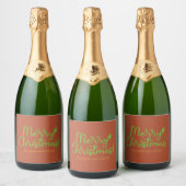 Eenvoudig Kerstmis Roodbruin Sparkling Wijnetiket (Flessen)