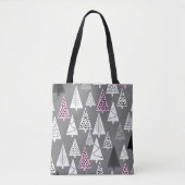 Eenvoudig kerstpatroon Abstract grijs en wit Tote Bag (Voorkant)