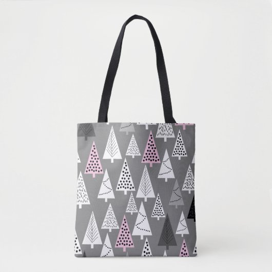 Eenvoudig kerstpatroon Abstract grijs en wit Tote Bag (Voorkant)