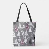 Eenvoudig kerstpatroon Abstract grijs en wit Tote Bag (Achterkant)