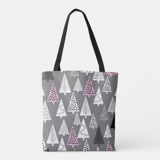 Eenvoudig kerstpatroon Abstract grijs en wit Tote Bag (Achterkant)