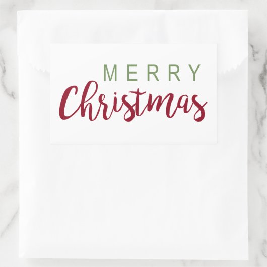 Eenvoudig kerstrood met rood en feestelijk rechthoekige sticker (Tas)