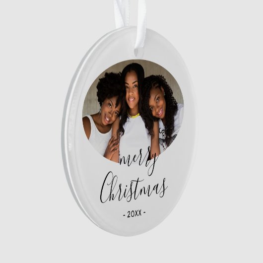 Eenvoudig kerstscript foto-versiering ornament (voorkant)