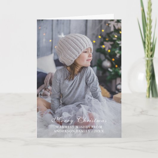 Eenvoudig kerstscript, volledige foto feestdagen kaart (Voorkant)