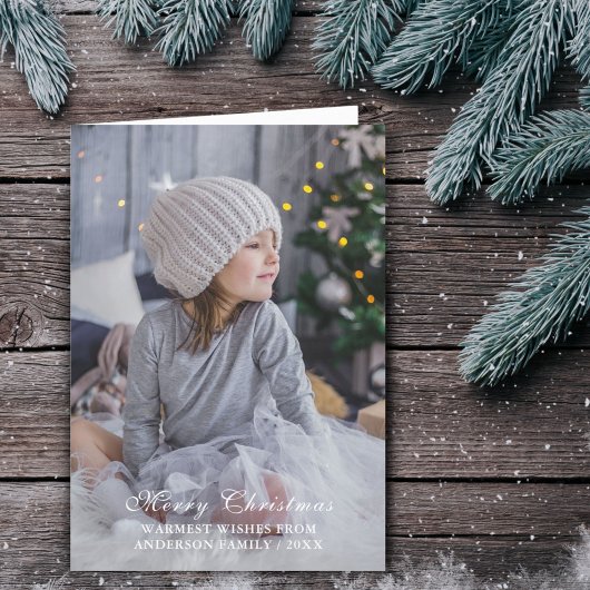 Eenvoudig kerstscript, volledige foto feestdagen kaart