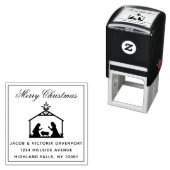 Eenvoudig kerstterugzendadres voor religieuze fees  zelfinktende stempel (In situ)