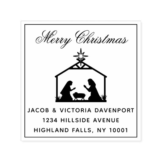 Eenvoudig kerstterugzendadres voor religieuze fees  zelfinktende stempel (Design)