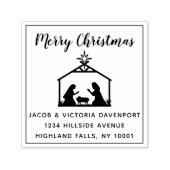 Eenvoudig kerstterugzendadres voor religieuze fees  zelfinktende stempel (Design)