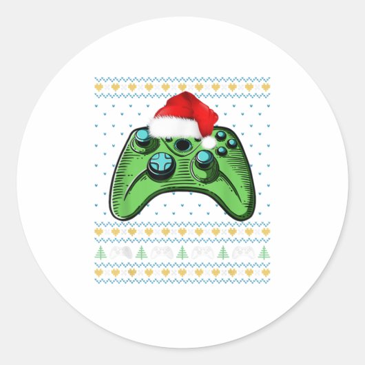 Eenvoudig kerstvideogames controller Ch Ronde Sticker (Voorkant)