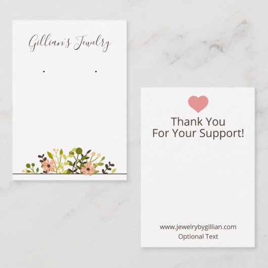 Eenvoudig Ketting en oorscherm met bladeren Visitekaartje (Voorkant / Achterkant)