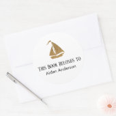 Eenvoudig Kind Baby Glitter Zeilboot Boekplaat Ronde Sticker (Envelop)