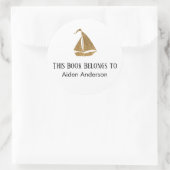 Eenvoudig Kind Baby Glitter Zeilboot Boekplaat Ronde Sticker (Tas)