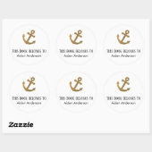 Eenvoudig kind Baby Gold Glitter Anker Bookplate Ronde Sticker (Vel)