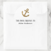 Eenvoudig kind Baby Gold Glitter Anker Bookplate Ronde Sticker (Tas)