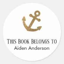 Eenvoudig kind Baby Gold Glitter Anker Bookplate