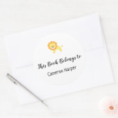 Eenvoudig Kind en Baby Bookplate met Gele Leeuw Ronde Sticker (Envelop)