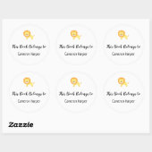 Eenvoudig Kind en Baby Bookplate met Gele Leeuw Ronde Sticker (Vel)
