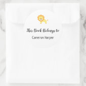 Eenvoudig Kind en Baby Bookplate met Gele Leeuw Ronde Sticker (Tas)