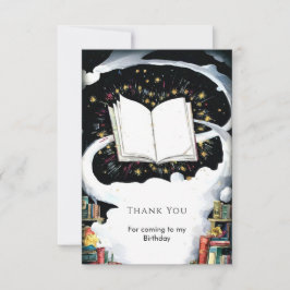 Eenvoudig kinderverjaardagsverhaalboek bedankkaart