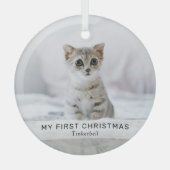 Eenvoudig kitten 'Mijn eerste kerst' Foto Keepsake Glas Ornament (Voorkant)