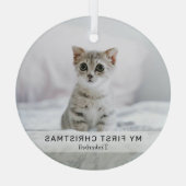 Eenvoudig kitten 'Mijn eerste kerst' Foto Keepsake Glas Ornament (Achterkant)