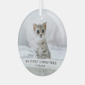 Eenvoudig kitten 'Mijn eerste kerst' Foto Keepsake Glas Ornament (Voorkant links)