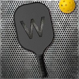 Eenvoudig & Klasse Grijs Zwart Persoonlijk Monogra Pickleball Paddle