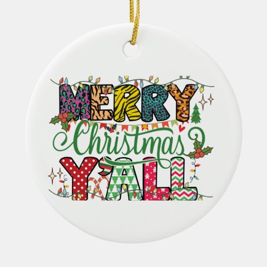 Eenvoudig klassevol kerstversiering keramisch ornament (Voorkant)