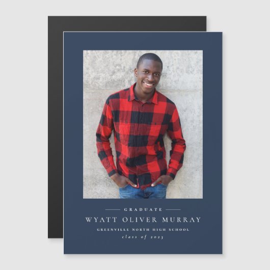 Eenvoudig klassiek afstuderen aankondiging magneet (Voorkant / Achterkant)