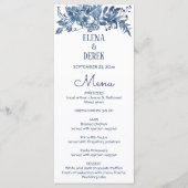 Eenvoudig Klassiek Blauw, White Floral Wedding Men Menu (Voorkant)