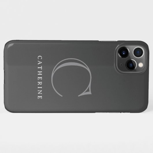 Eenvoudig klassiek donkergrijs script monogram iPhone hoesje (Achterkant horizontaal)