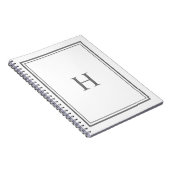 Eenvoudig klassiek Elegant Border Grijs Monogram Notitieboek (Rechterzijde)