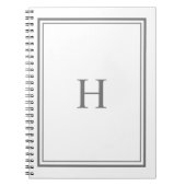 Eenvoudig klassiek Elegant Border Grijs Monogram Notitieboek (Voorkant)