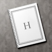 Eenvoudig klassiek Elegant Border Grijs Monogram Notitieboek