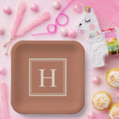 Eenvoudig Klassiek Elegant Monogram op Terracotta Papieren Bordje (Feest)