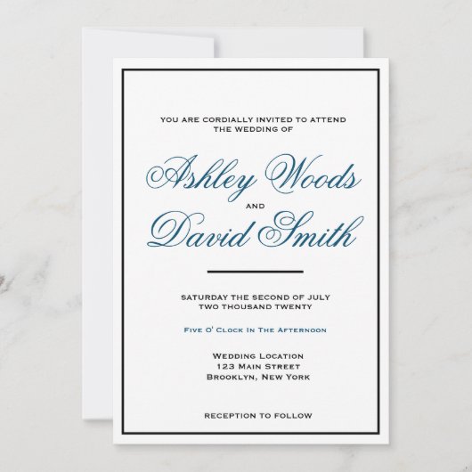 Eenvoudig klassiek Elegant Script Kaart (Voorkant)