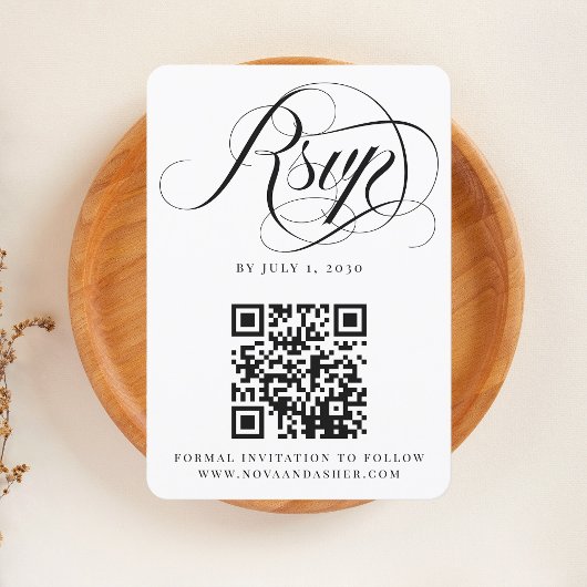 Eenvoudig klassiek elegant script Moderne QR-code RSVP Kaartje