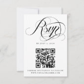 Eenvoudig klassiek elegant script Moderne QR-code RSVP Kaartje (Voorkant)