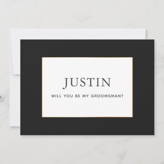 Eenvoudig Klassiek Goud zal je mijn Groomsman Kaar Save The Date (Voorkant)