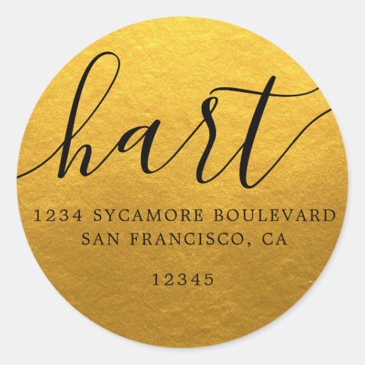 Eenvoudig klassiek gouden familie retouradreslabel ronde sticker (Voorkant)