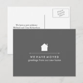 Eenvoudig Klassiek Grijs en Witte Huis Nieuw Adres Aankondigingskaart (Voorkant / Achterkant)