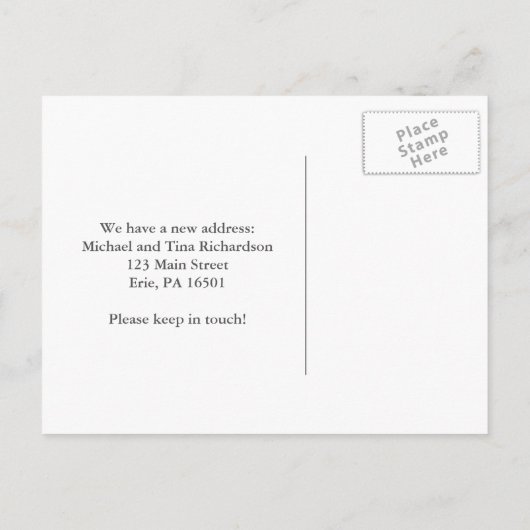 Eenvoudig Klassiek Grijs en Witte Huis Nieuw Adres Aankondigingskaart (Achterkant)
