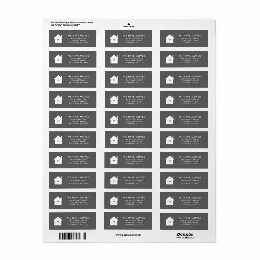 Eenvoudig Klassiek Grijs en Witte Huis Nieuw Adres Etiket (Full Sheet)