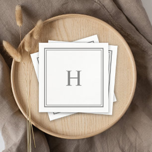 Eenvoudig Klassiek Grijs Monogram met Border Napki Servet
