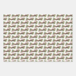 Eenvoudig klassiek groen en rode holly bessen inpakpapier vel