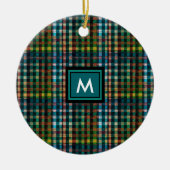 Eenvoudig Klassiek Groen Plaid Tartan Photo Monogr Keramisch Ornament (Voorkant)